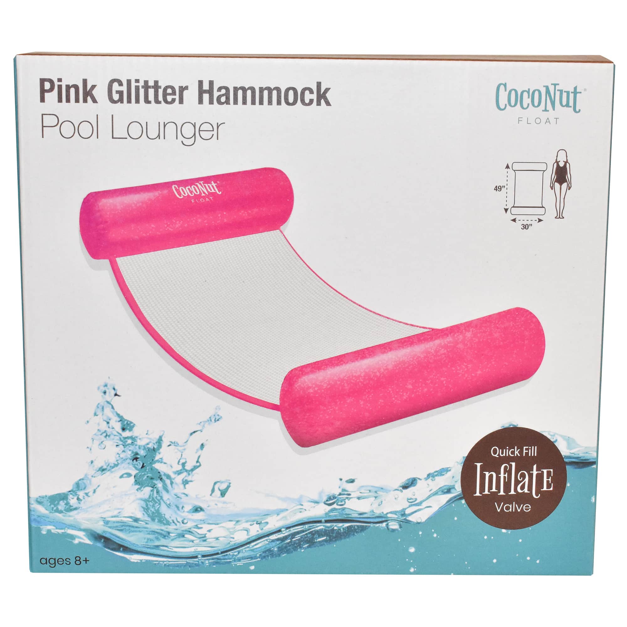 CocoNut Float 4ft. Pink Glitter Hammock Pool Lounger